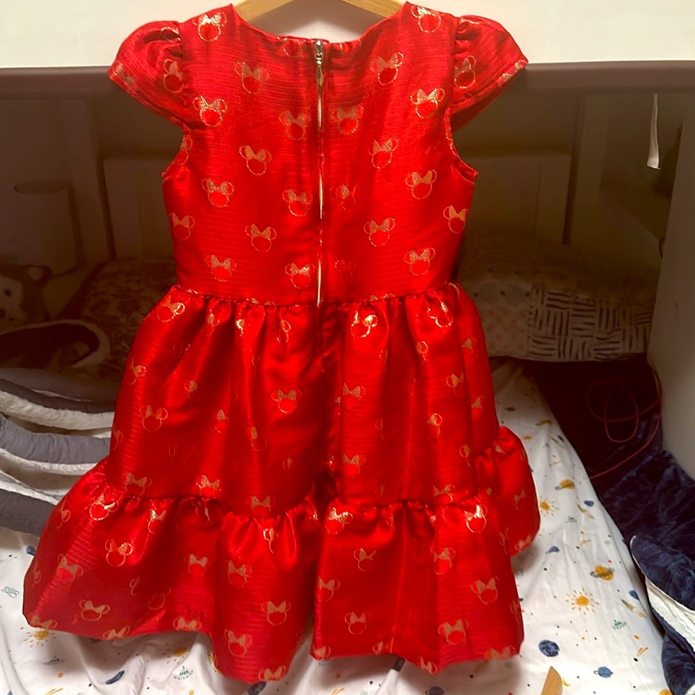 Disney Store Minnie Mouse Holiday Girl's Dress Gems Sparkle Fancy Party Size 7/8 - Picture 5 of 9
